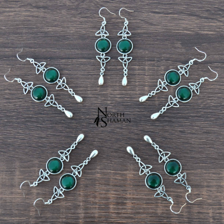 Boucles d'oreilles "Delyth" - Vert foncé