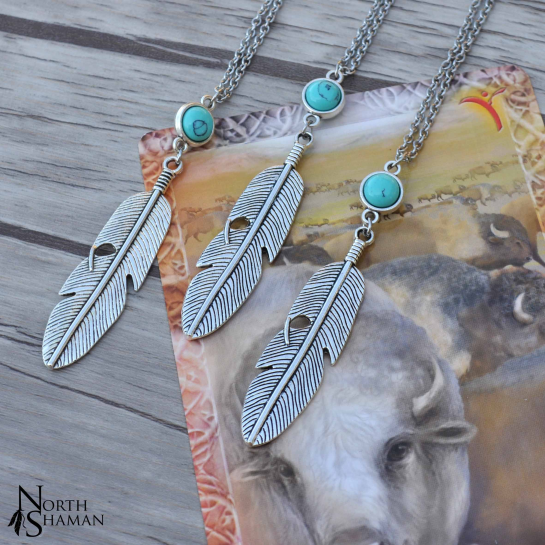 Necklace "Sky Feather" - Blue Howlite