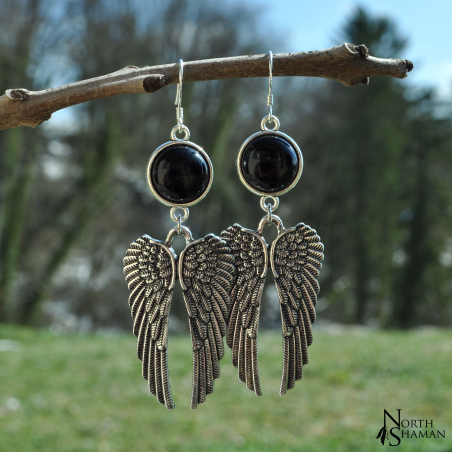 Boucles d'oreilles "Azraël" - Onyx