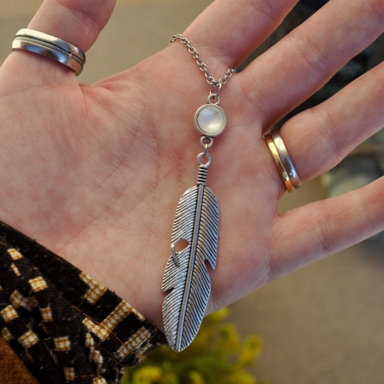 Necklace "Sky Feather" - White