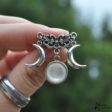 Hair barrette "Triple Lune" - White