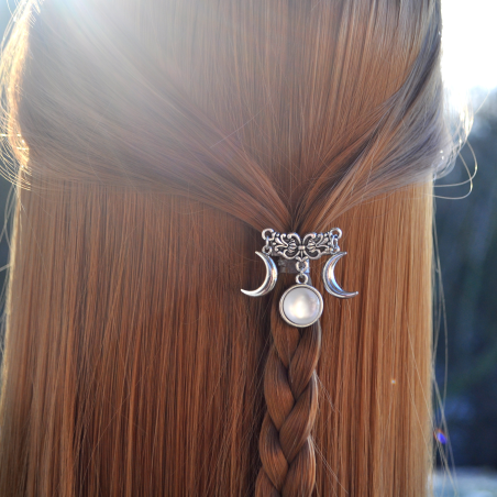 Hair barrette "Triple Lune" - White