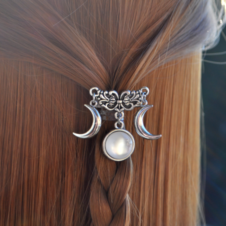 Hair barrette "Triple Lune" - White