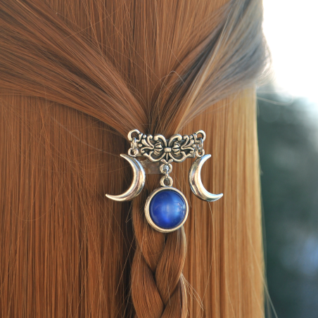 Barrette à cheveux "Triple Lune" - Bleu roi