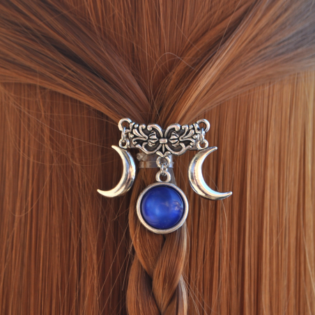 Hair barrette "Triple Lune" - Royal Blue