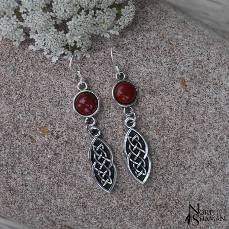 Earrings "Elven Ice" - Red Jasper