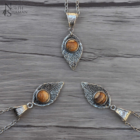 Necklace "Rain Leaf" - Picture Jasper