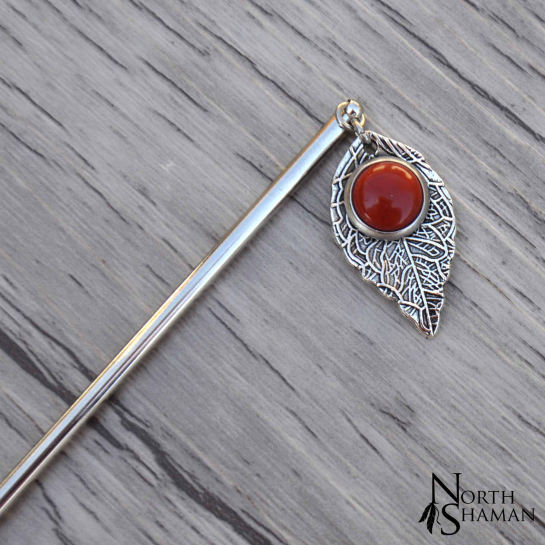 Hairstick "Rain Leaf" - Red Jasper