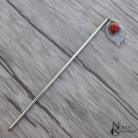 Hairstick "Rain Leaf" - Red Jasper