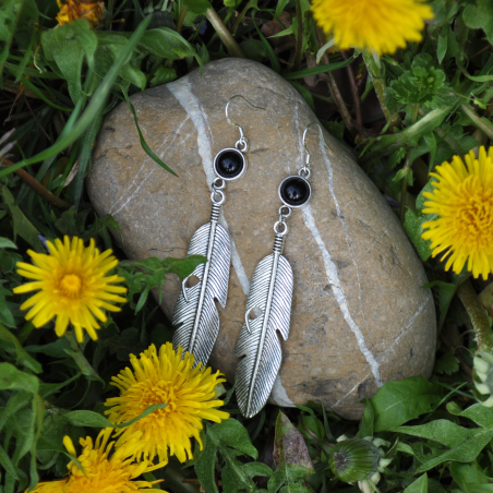 Boucles d'oreilles "Sky Feather " - Onyx