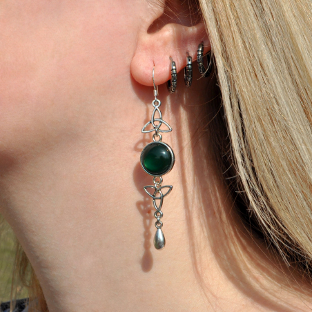 Boucles d'oreilles "Delyth" - Vert foncé